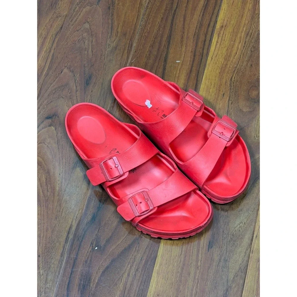 Birkenstock Men's US 13 46 Red EVA Slide Sandals Adjustable Buckle Straps